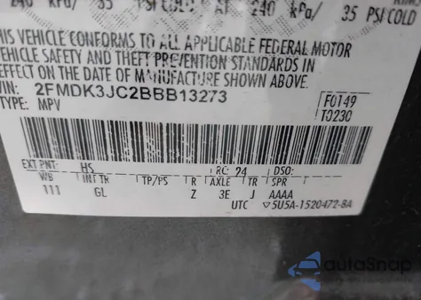 2011 Ford Edge Sel z USA, uszkodzony, nr VIN 2FMDK3JC2BBB13273